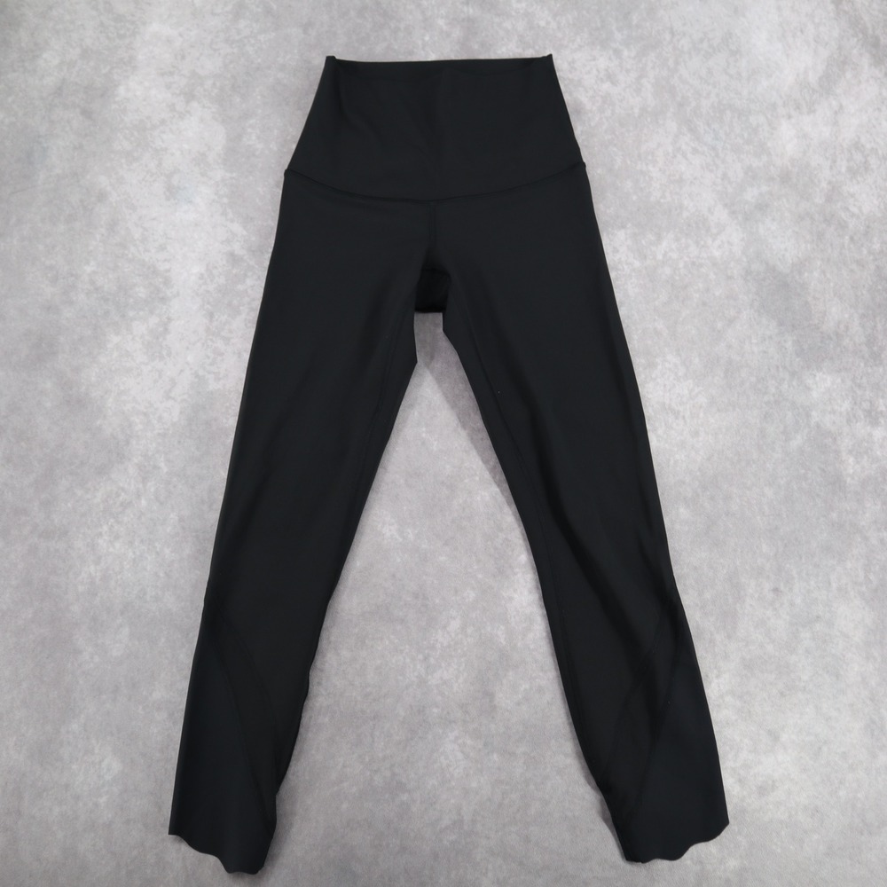 Lululemon Crop Leggings Black Wunder Under Mesh Panel Women's Size 4 Athleisure